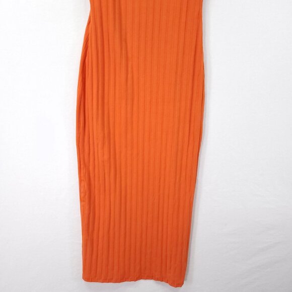 Zara Women Large Orange Strappy Ribbed Maxi Slip Dress - Picture 10 of 12